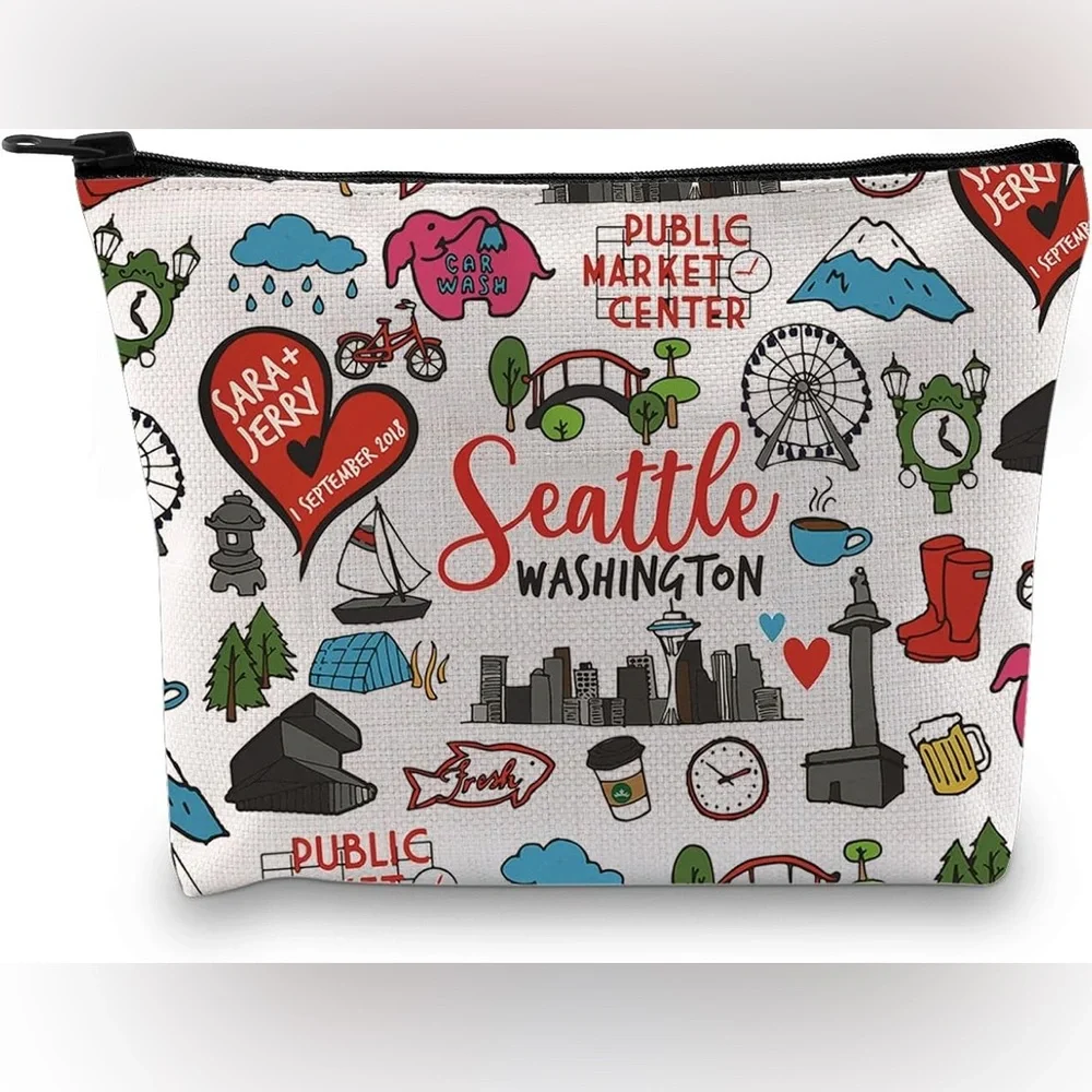 GJTIM women’s Seattle Washington Graphic Makeup Bag